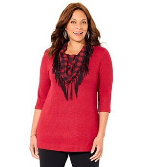 Catherines Women's Plus Size Impossibly Soft Tunic & Scarf Duet