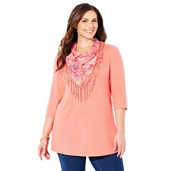 Catherines Women's Plus Size Impossibly Soft Tunic & Scarf Duet