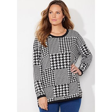 Catherines Women's Plus Size Liz&Me Patterned Pullover Sweater