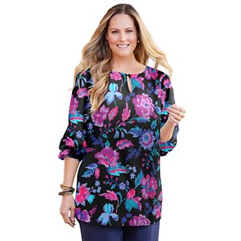 Catherines Women's Plus Size Liz&Me Keyhole Top
