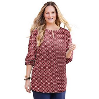 Catherines Women's Plus Size Liz&me Keyhole Top