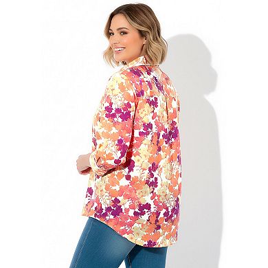 Woman Within Plus Size Perfect Three Quarter Sleeve Shirt