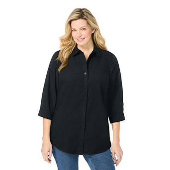 Woman Within Plus Size Perfect Three Quarter Sleeve Shirt