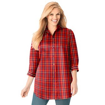 Woman Within Plus Size Perfect Three Quarter Sleeve Shirt