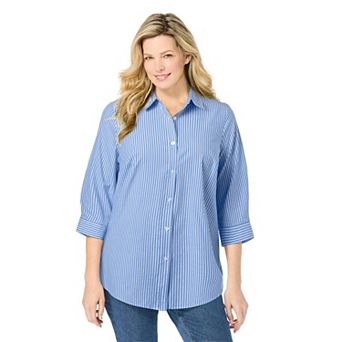 Woman Within Plus Size Perfect Three Quarter Sleeve Shirt