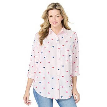Woman Within Plus Size Perfect Three Quarter Sleeve Shirt