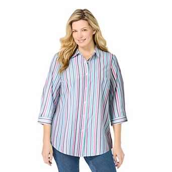 Woman Within Plus Size Perfect Three Quarter Sleeve Shirt