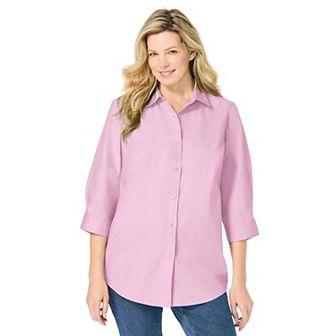 Woman Within Plus Size Perfect Three Quarter Sleeve Shirt