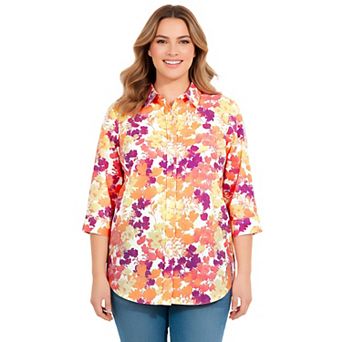 Woman Within Plus Size Perfect Three Quarter Sleeve Shirt