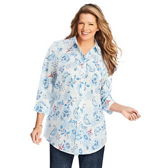 Woman Within Plus Size Perfect Three Quarter Sleeve Shirt