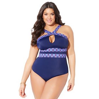 Swimsuits for All Women's High Neck Keyhole One Piece
