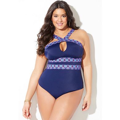 Swimsuits for All Women's High Neck Keyhole One Piece