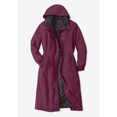 Woman Within Plus Size Long Hooded Taslon Jacket