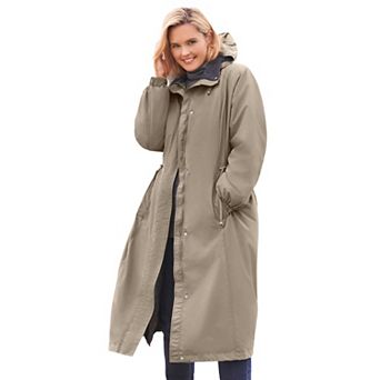 Woman Within Plus Size Long Hooded Taslon Jacket