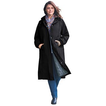 Woman Within Plus Size Long Hooded Taslon Jacket