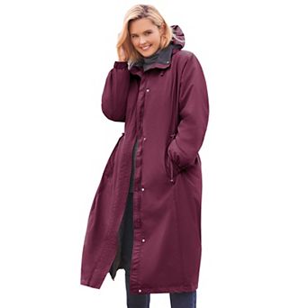 Woman Within Plus Size Long Hooded Taslon Jacket