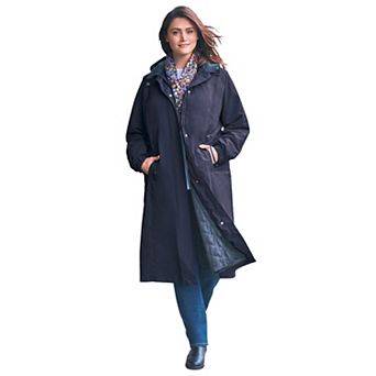 Woman Within Plus Size Long Hooded Taslon Jacket