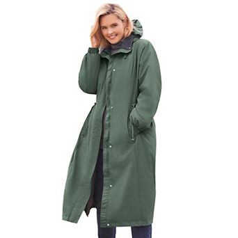 Woman Within Plus Size Long Hooded Taslon Jacket