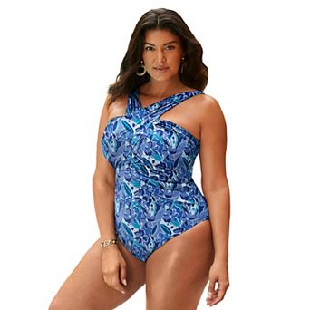 Swimsuits for All Women's High Neck Wrap One Piece Swimsuit