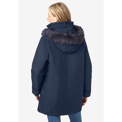 Woman Within Plus Size Faux Fur Down Parka Coat
