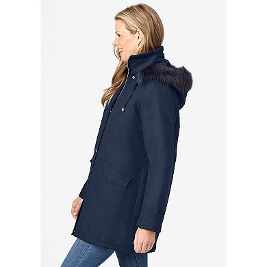 Woman Within Plus Size Faux Fur Down Parka Coat