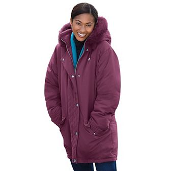 Woman Within Plus Size Faux Fur Down Parka Coat