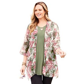 Catherines Women's Plus Size Seasonless Cascade wrap