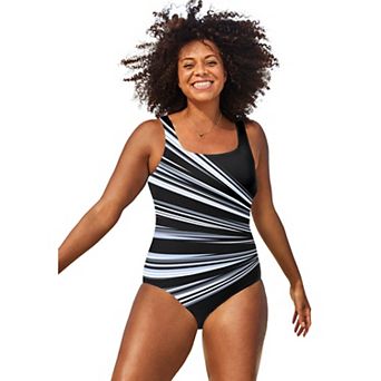 Swimsuits for All Women's Chlorine Resistant Square Neck Tank One Piece Swimsuit