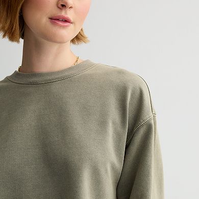 Juniors' Vanilla Star Cropped Crewneck Sweatshirt