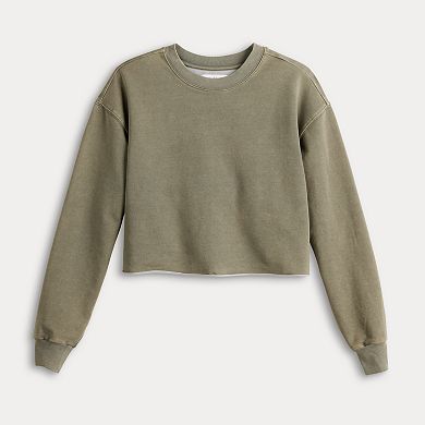 Juniors' Vanilla Star Cropped Crewneck Sweatshirt