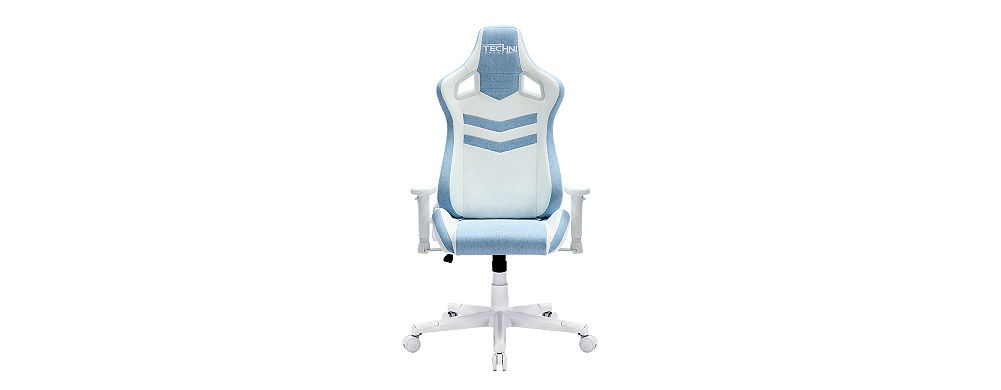 Front view of Techni Sport TS86 chair with distinctive blue chevron pattern