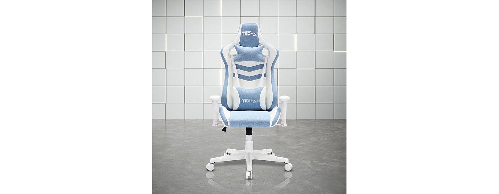 Techni Sport TS86 pastel gaming chair in showroom setting