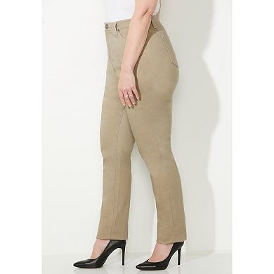 Catherines Women's Plus Size Sateen Stretch Curvy Pant