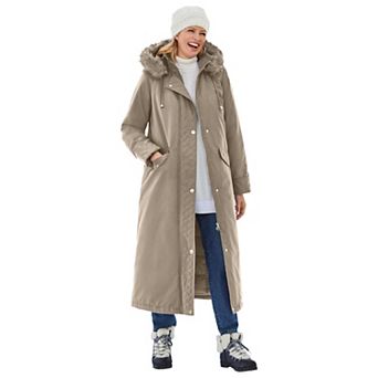 Woman Within Plus Size Long Hooded Dtm Faux Down Parka Coat