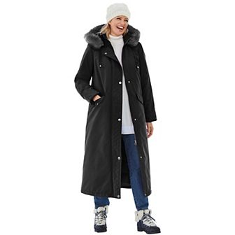 Woman Within Plus Size Long Hooded Dtm Faux Down Parka Coat