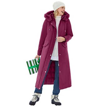 Woman Within Plus Size Long Hooded Dtm Faux Down Parka Coat