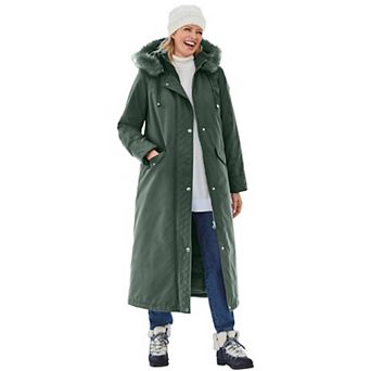 Woman Within Plus Size Long Hooded Dtm Faux Down Parka Coat