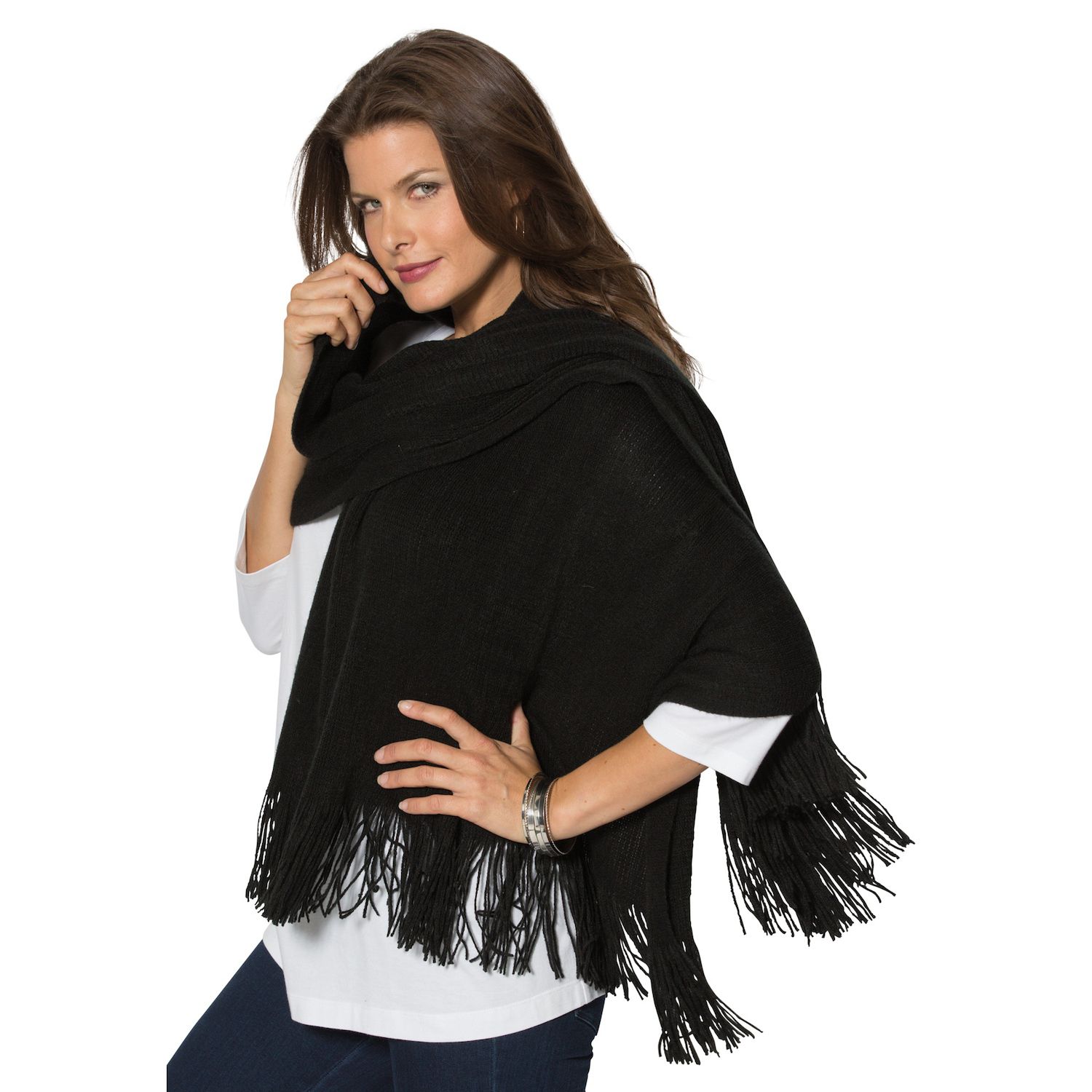 Women's Pashmina Shawl by Accessories for All in Black Woman Within Women's Plus Size Pashmina Shawl