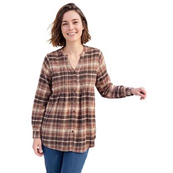 Woman Within Plus Size Pintucked Flannel Shirt