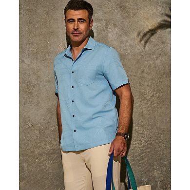 Men's Cubavera Short Sleeve Jacquard Button-Down Shirt