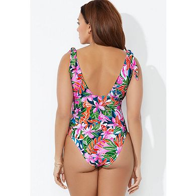 Swimsuits for All Women's Tie Shoulder One Piece Swimsuit