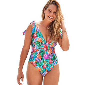 Swimsuits for All Women's Tie Shoulder One Piece Swimsuit