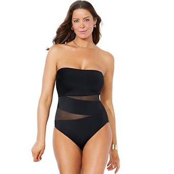 Swimsuits for All Women's Mesh Wrap Bandeau One Piece Swimsuit