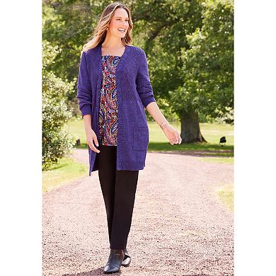 Catherines Women's Plus Size Petite Marled Sweater Cardigan