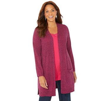 Catherines Women's Plus Size Petite Marled Sweater Cardigan