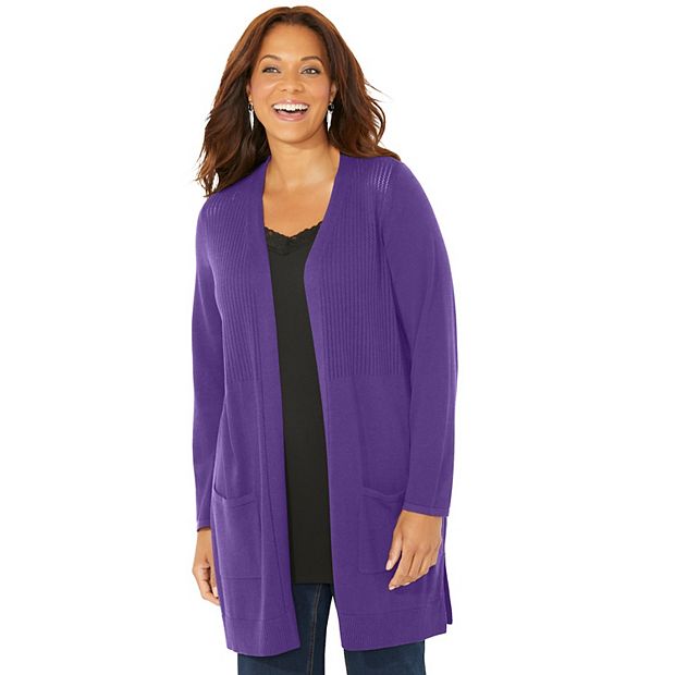 Catherines Women s Plus Size Petite Marled Sweater Cardigan 3XWP Dark Violet