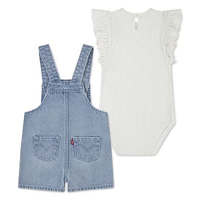 Baby & Toddler Girls Levi's® Crochet Butterfly Shortall & Ruffle Bodysuit 2-Piece Set