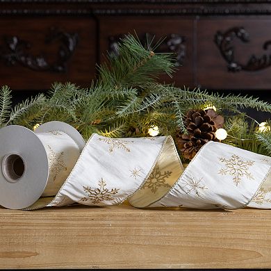 Melrose 2-Pack Winter Gold-Tone Snowflake Ribbon