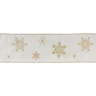 Melrose 2-Pack Winter Gold-Tone Snowflake Ribbon