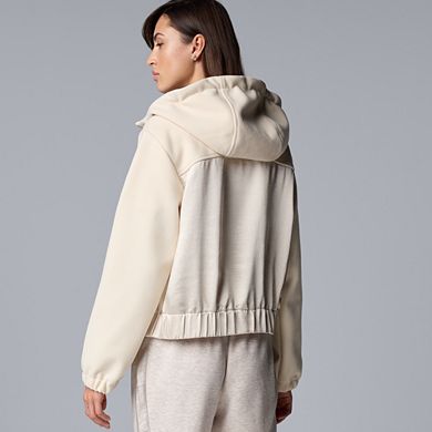 Petite Simply Vera Vera Wang Short Zip Front Hooded Jacket